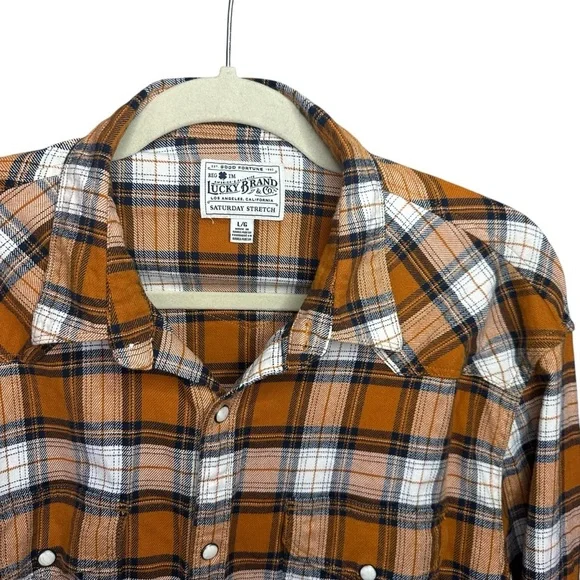 Lucky Brand Western Flannel Snap Button Long Sleeve Shirt Size Large - Picture 5 of 10